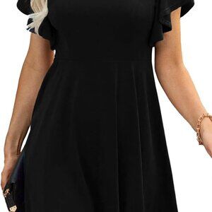 Cocktail Dresses for Women Spring Summer Ruffle Sleeve Crewneck High Waist Flowy